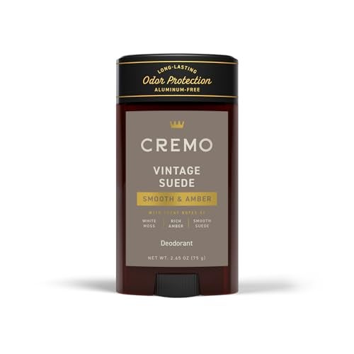 Cremo Vintage Suede Aluminum Free Deodorant for Men, 48-hour Long Lasting Odor Protection, 2.65oz - Image 1