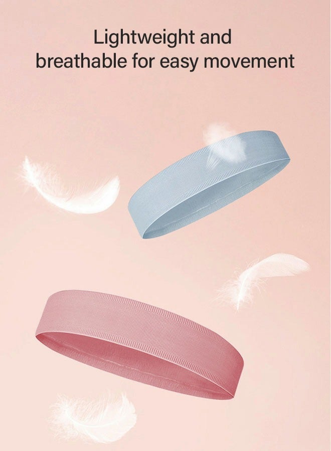 2PCS Women's Headbands Athletic Yoga Workout Sports Exercise Headband Elastic Non Slip Sweat Wicking Summer Cloth Hair Bands Plain Colors - Image 2