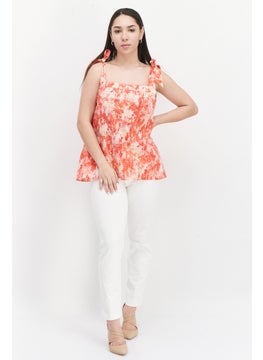 ESPRIT Women Square Neck Sleeveless Tie Dye Top, Red Combo  - Image 3