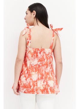 ESPRIT Women Square Neck Sleeveless Tie Dye Top, Red Combo  - Image 2
