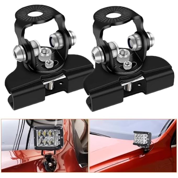 ELEPHANTBOAT 2 Pcs Car Hood Light Bar NonDestructive Fixing Bracket Waterproof Adjustable Spotlight Led Work Light Base - Image 5