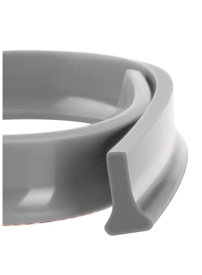 Collapsible Threshold Water Dam Self-Adhesive Shower Barrier Bathroom And Kitchen Stopper, Home Retention System, Waterproof Flow Block Seal Strip Gray 1.2M  - Image 1