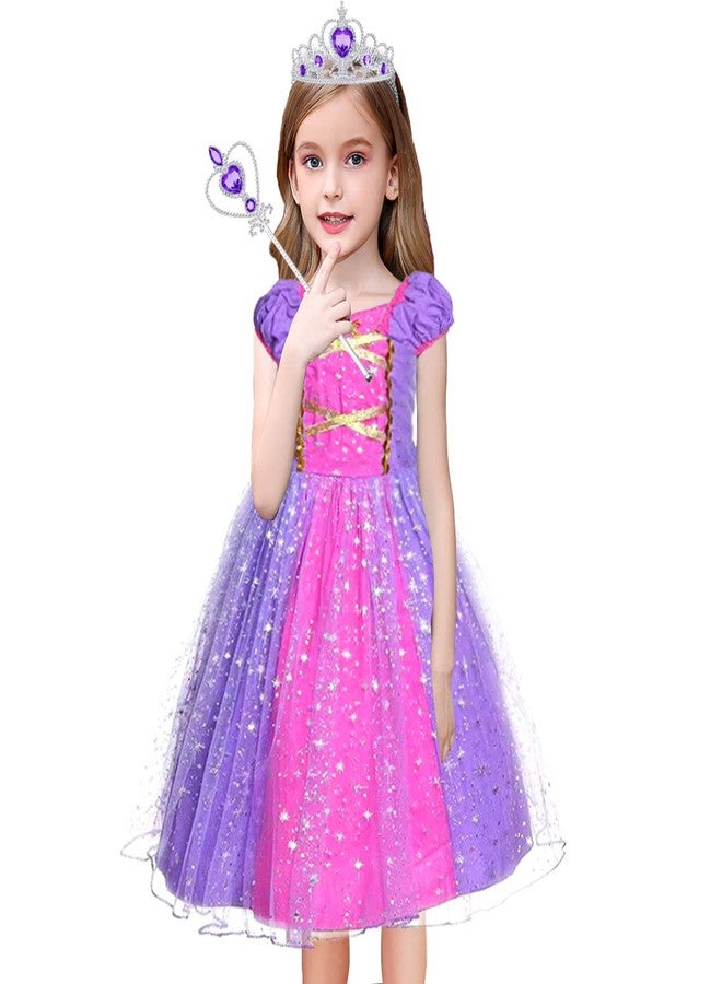 Acecharming Rapunzel Princess Dress Girls Cosplay Costume Kids Floral Puffy Dresses for Summer Pageant Fancy Dress Up Party - Image 2