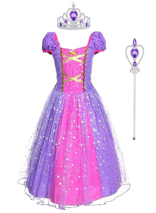 Acecharming Rapunzel Princess Dress Girls Cosplay Costume Kids Floral Puffy Dresses for Summer Pageant Fancy Dress Up Party - Image 1