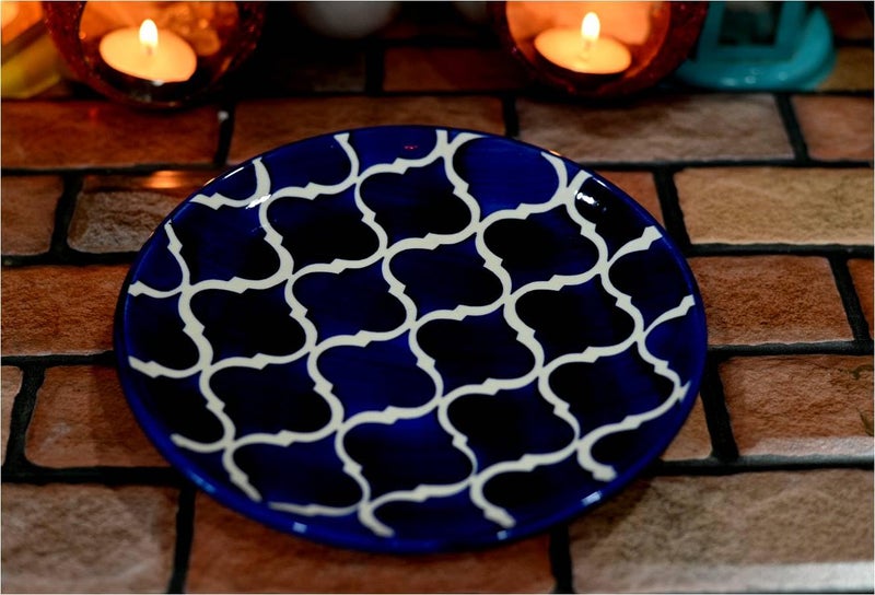 SHRIYAM CRAFT Ceramic Dinner Plates Blue Plate Ceramic Plate 7inch Pack of 2 - Image 4