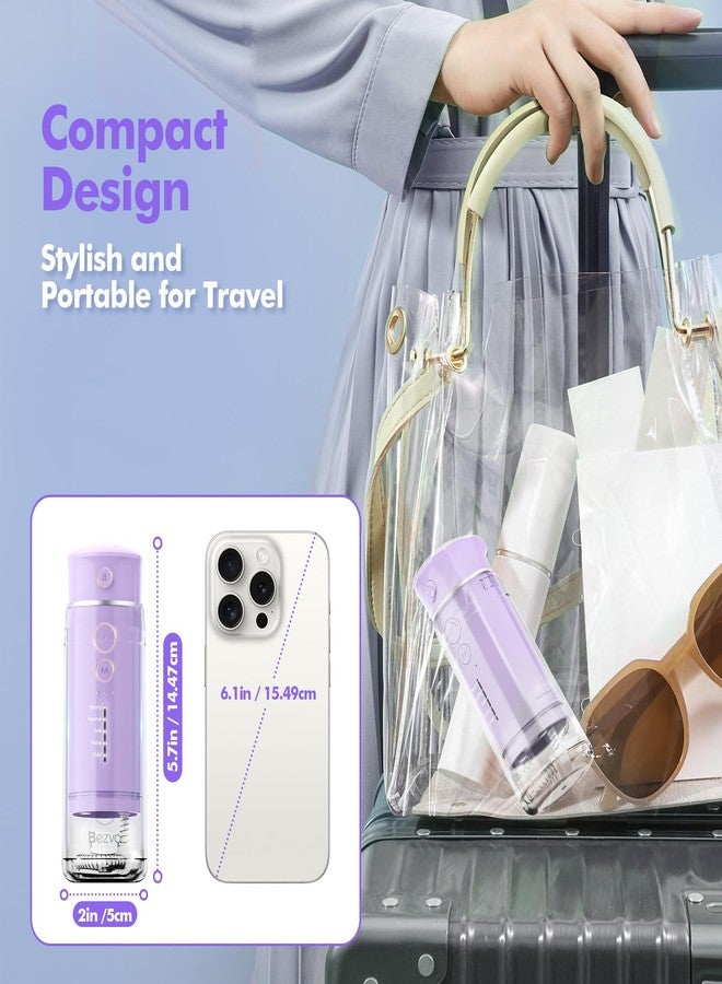 Bezvoi Water Flosser Mini Cordless Portable: 5 Modes Water Dental Floss with Telescopic Water Tank, 6 Tips, IPX7 Waterproof Oral Irrigator for Teeth Cleaning Gums,Orthodontic,Braces Dental Care (Purple) - Image 4