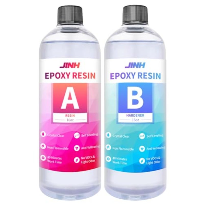 32oz Epoxy Resin Kit Casting and Coating for River Table Tops, Handmade Art, Jewelry Projects, Casting Molds, Clear Resin Safe for Use on Wood, Jewelry Epoxy Resin, Easy Mix 1:1 Ratio Resin Kit - Image 2