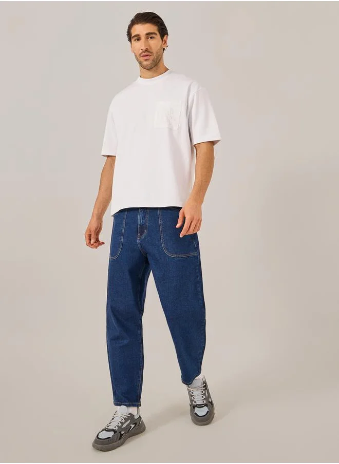 ستايلي Embroidered Pocket Oversized T-Shirt