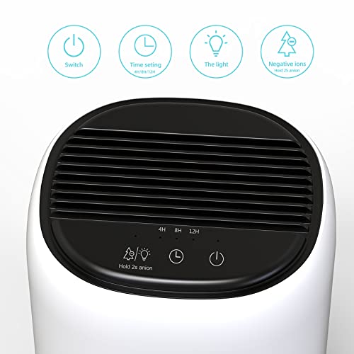Hoomace Small Dehumidifiers for Bedroom w/Air Purifying Function, 1000 ml/35 oz for 2500 Cubic Feet (260 sq ft) with 7 Colorful LED Lights Timer Set Negative Ions Below 30 dB, Auto Shut-Down - Image 5