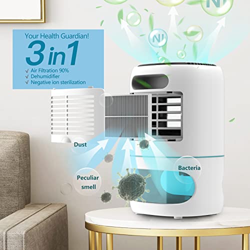 Hoomace Small Dehumidifiers for Bedroom w/Air Purifying Function, 1000 ml/35 oz for 2500 Cubic Feet (260 sq ft) with 7 Colorful LED Lights Timer Set Negative Ions Below 30 dB, Auto Shut-Down - Image 3