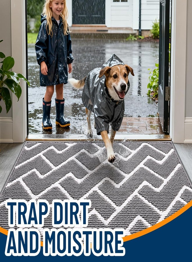 OLANLY Front Door Mat, Non-Slip Rubber Backing, Dirt Resistant and Absorbent, Washable, Easy to Clean Low-Profile Indoor Doormat for Back Door, Entryway, Inside Entrance, 32x20, Grey - Image 2