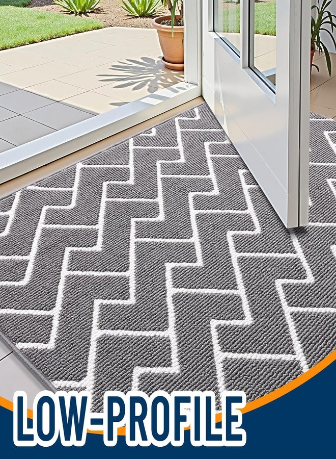 OLANLY Front Door Mat, Non-Slip Rubber Backing, Dirt Resistant and Absorbent, Washable, Easy to Clean Low-Profile Indoor Doormat for Back Door, Entryway, Inside Entrance, 32x20, Grey - Image 3