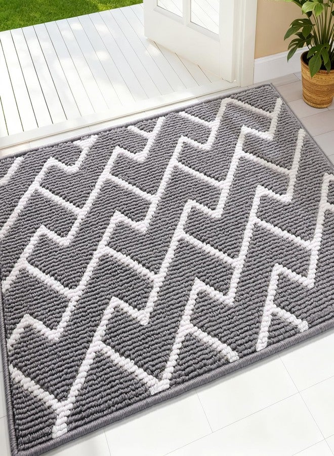OLANLY Front Door Mat, Non-Slip Rubber Backing, Dirt Resistant and Absorbent, Washable, Easy to Clean Low-Profile Indoor Doormat for Back Door, Entryway, Inside Entrance, 32x20, Grey - Image 1