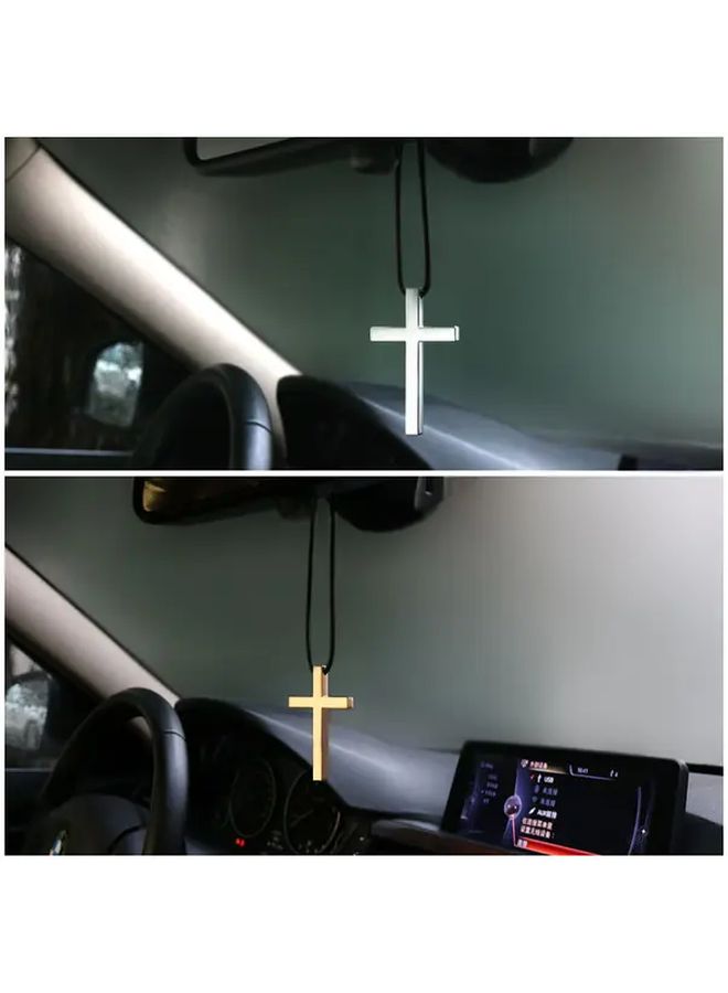 Silvery Metal Car Charm Pendant Stylish Rearview Mirror Auto Interior Accessory - Image 1