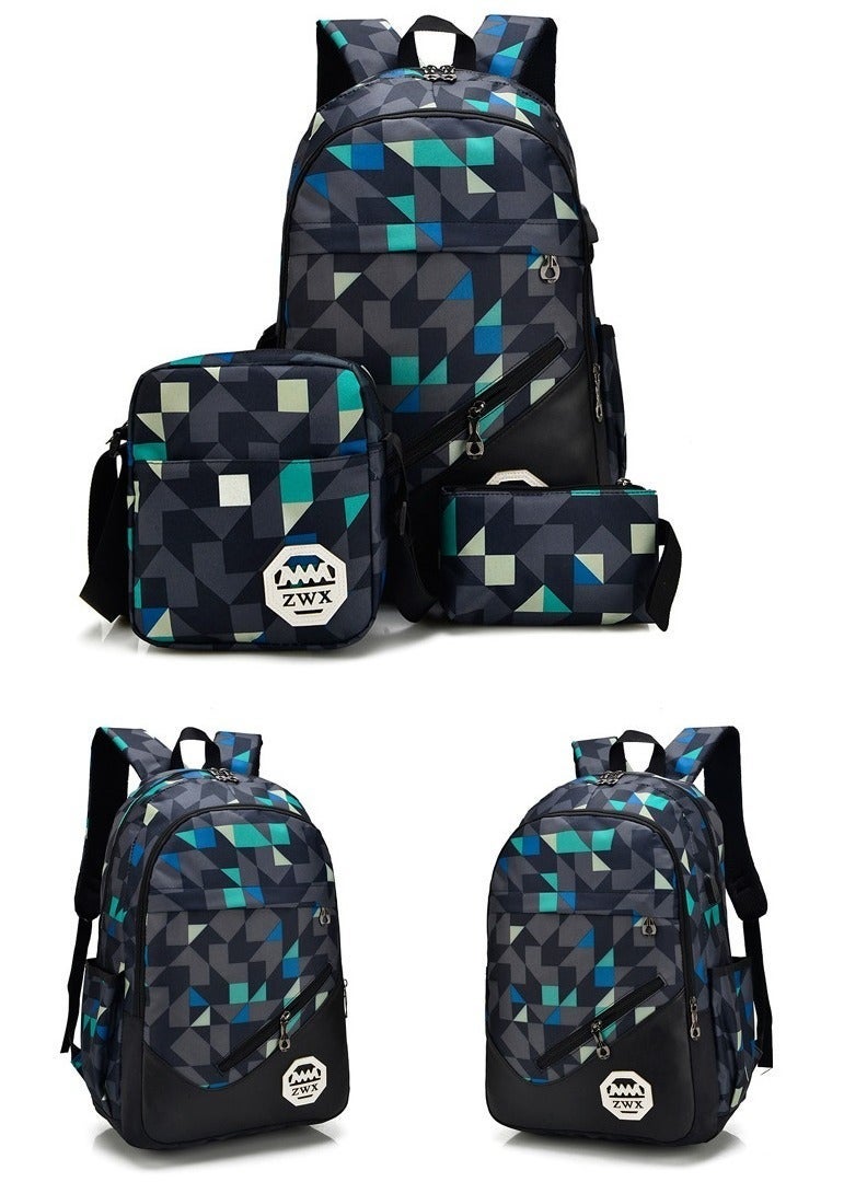 ZWX 4-Piece Back To School USB Student Backpack And Large Lunchbox With Spoon - Image 2