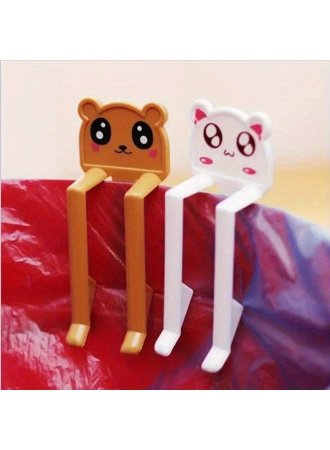 3pcs White Cartoon Trash Bag Holders Non Slip Plastic Clips For Garbage And Recycling Bins - Image 3