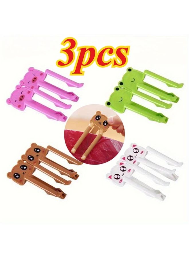 3pcs White Cartoon Trash Bag Holders Non Slip Plastic Clips For Garbage And Recycling Bins - Image 1