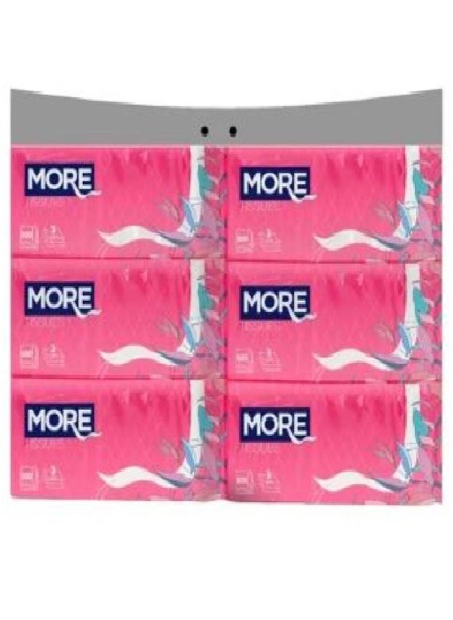 More Pack of 6 Facial Tissues 500 Sheets 