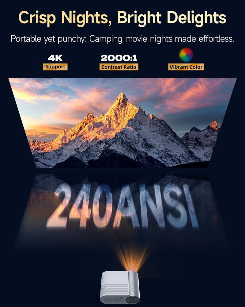 Projector with WiFi and Bluetooth, Mini Projector for Phone Native 1080P Bluetooth Projector Wireless WiFi Projector Compatible with Phone/Tablet/Laptop/TV Stick/Game Console - Image 5