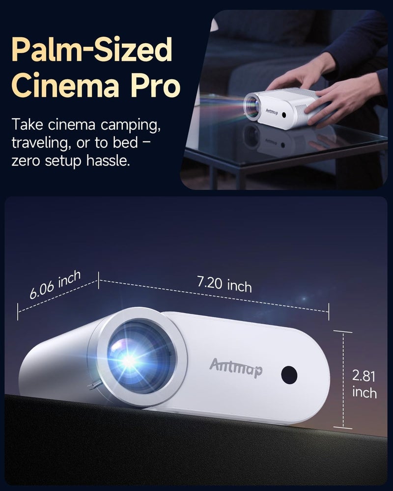 Projector with WiFi and Bluetooth, Mini Projector for Phone Native 1080P Bluetooth Projector Wireless WiFi Projector Compatible with Phone/Tablet/Laptop/TV Stick/Game Console - Image 2