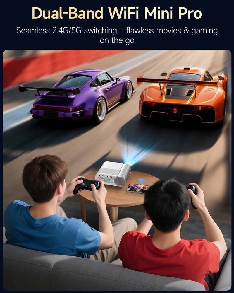 Projector with WiFi and Bluetooth, Mini Projector for Phone Native 1080P Bluetooth Projector Wireless WiFi Projector Compatible with Phone/Tablet/Laptop/TV Stick/Game Console - Image 3