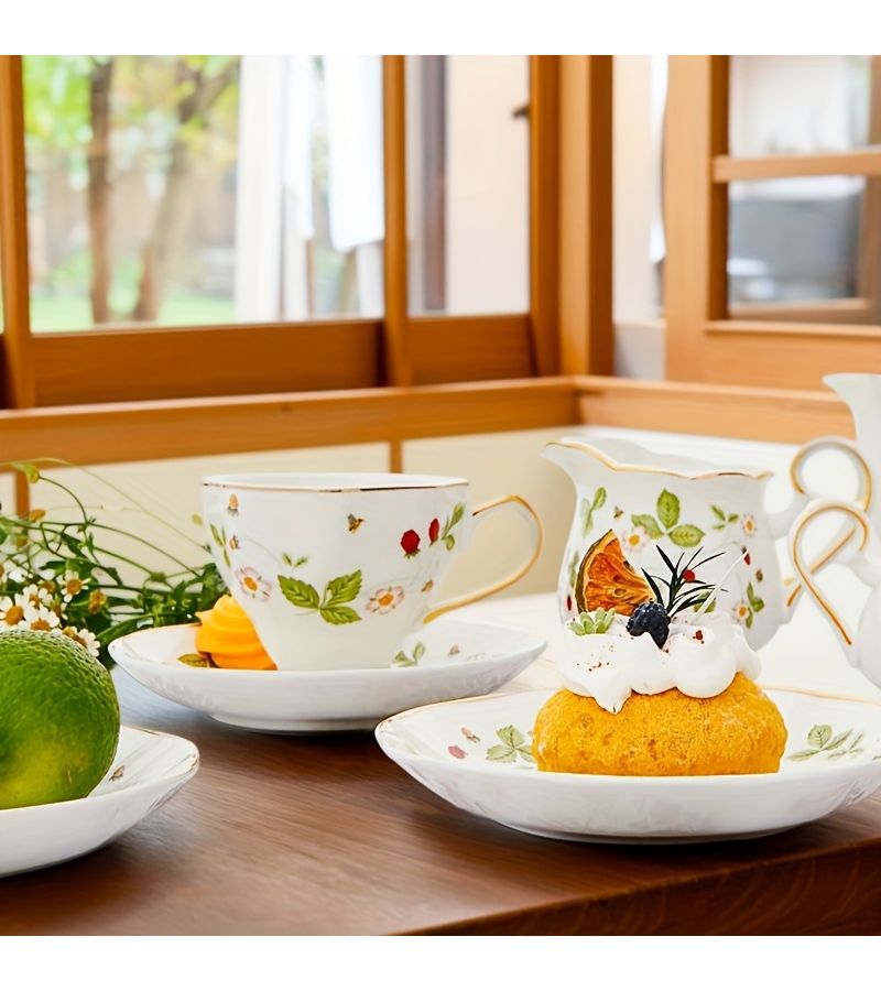 Wild Strawberry Ceramic Sugar Pot And Milk Jug Set For Tea Coffee Gift - Image 5