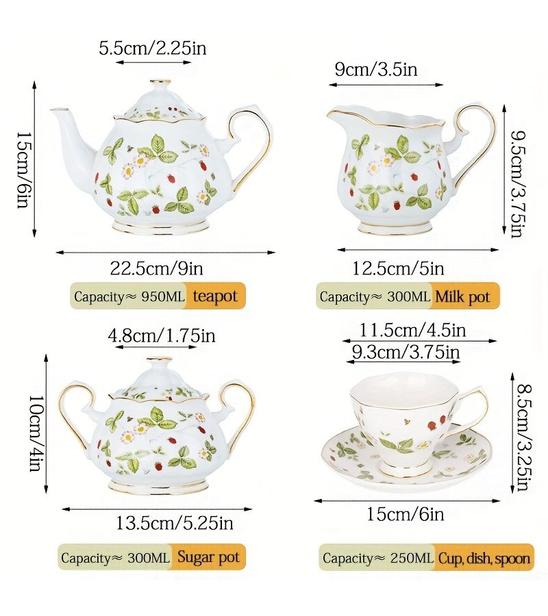 Wild Strawberry Ceramic Sugar Pot And Milk Jug Set For Tea Coffee Gift - Image 3