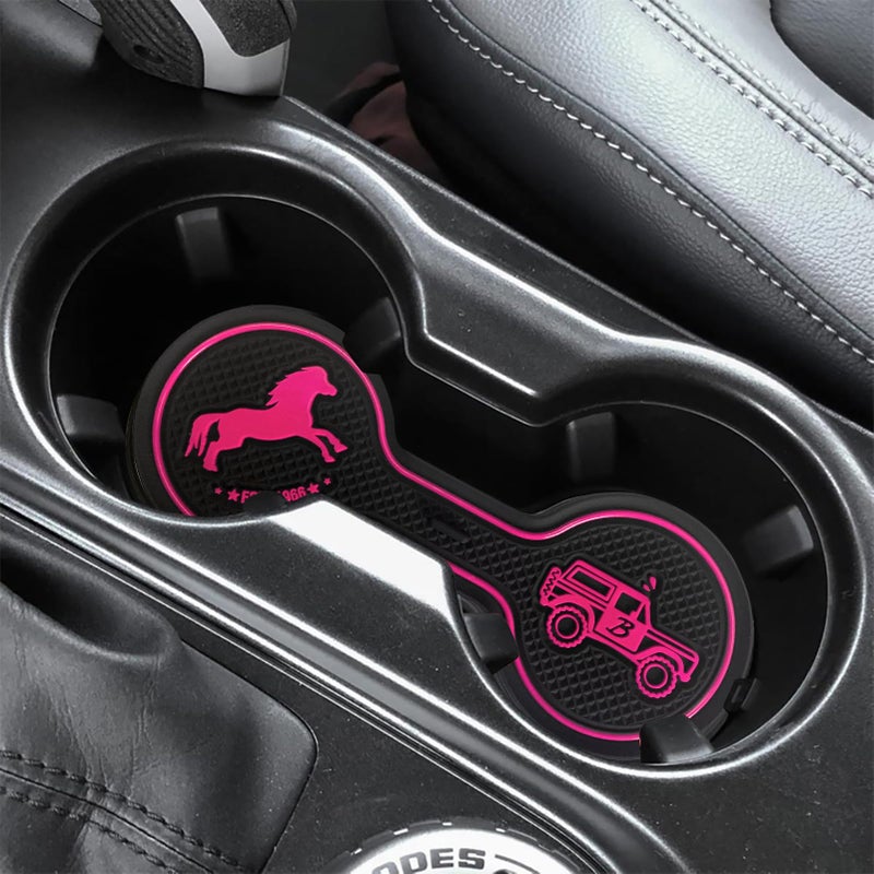 LSAUTO Car Cup Holder Coaster Compatible with Ford Bronco Offroad 2021-2025, Silicone Car Decorative Water Coaser, Bronco Car Accessories (Pink) - Image 2