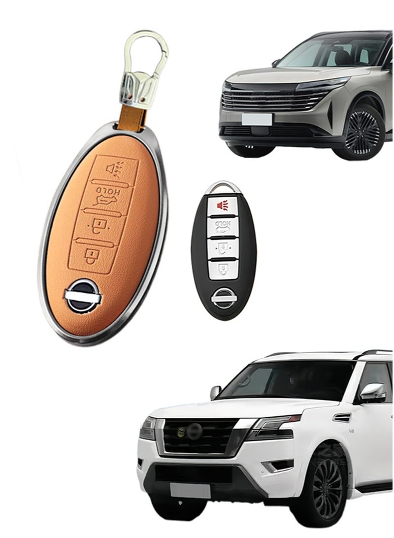 أكمام المفتاح ، مناسبة لمفاتيح نيسان 4 مفاتيح ، الطبقة الأولى من مادة جلد البقر ، الحماية متعددة الطبقات أكثر أمانًا ، واستعادة الشعور المفتاحي - Image 1