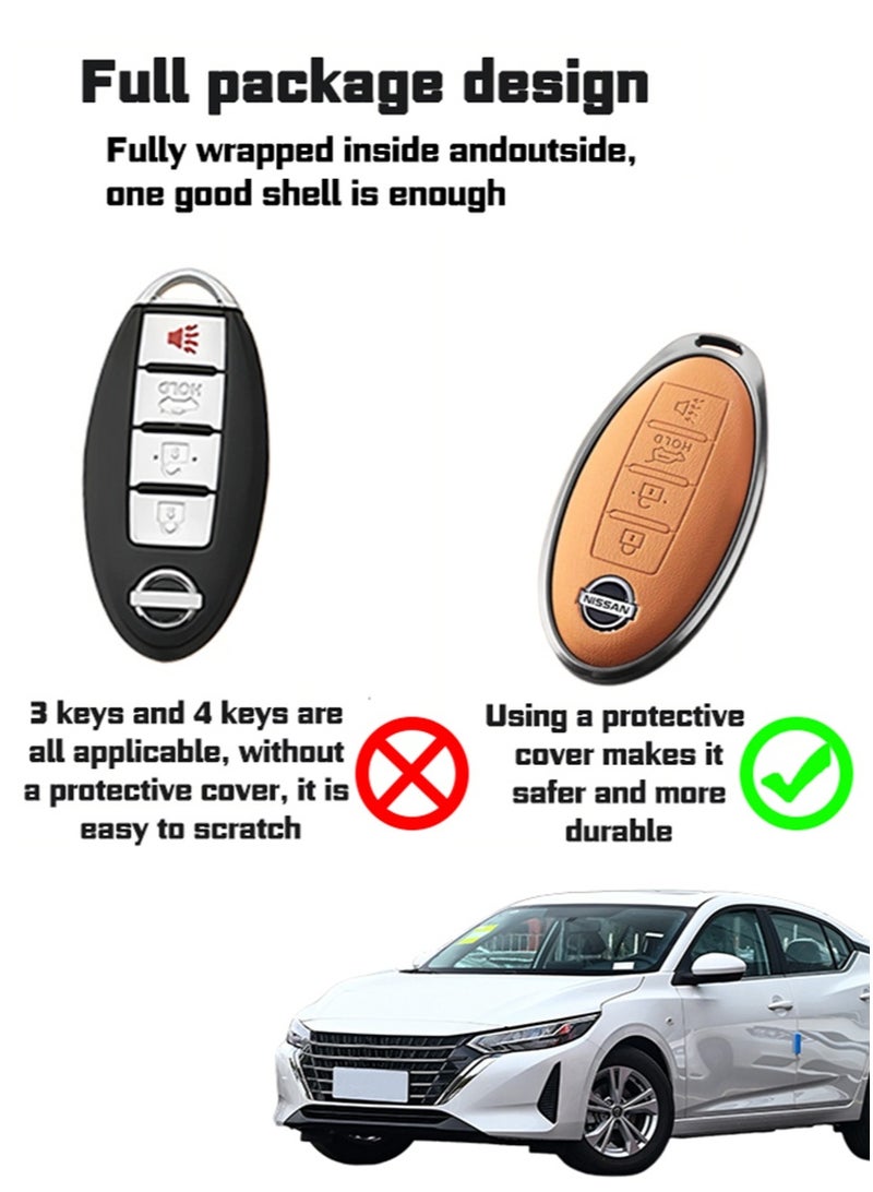 أكمام المفتاح ، مناسبة لمفاتيح نيسان 4 مفاتيح ، الطبقة الأولى من مادة جلد البقر ، الحماية متعددة الطبقات أكثر أمانًا ، واستعادة الشعور المفتاحي - Image 3