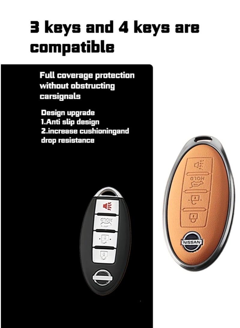 أكمام المفتاح ، مناسبة لمفاتيح نيسان 4 مفاتيح ، الطبقة الأولى من مادة جلد البقر ، الحماية متعددة الطبقات أكثر أمانًا ، واستعادة الشعور المفتاحي - Image 5