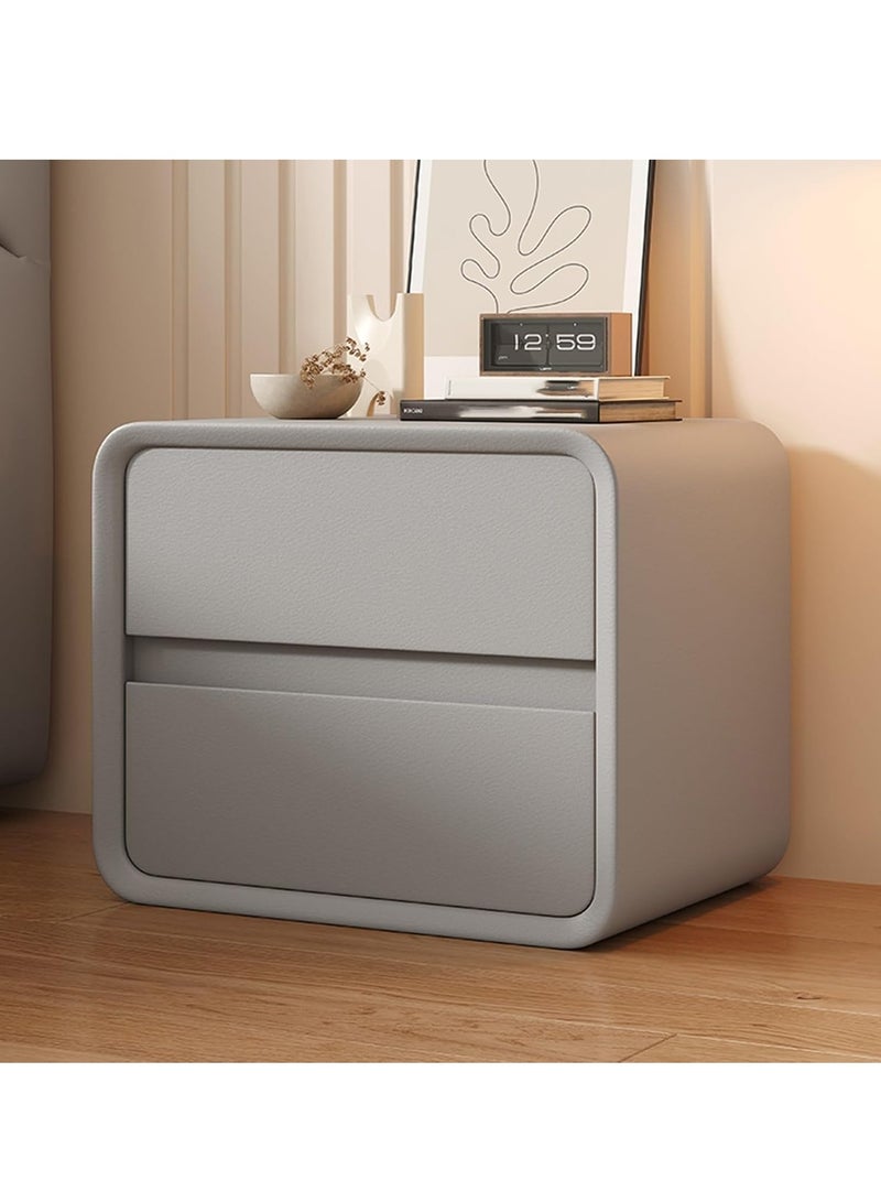 XiuWoo 2-Tier Modern Bedside Table, No installation Night Stand, Nightstand, End Side Table, Bedside Storage Cabinet, Fully Assembled Home Storage Cabinet with Leather Finishing, 2 Wood Drawers
