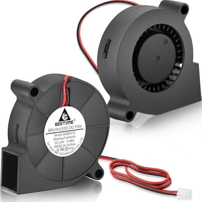 2PCS 5015 PART COOLING BLOWERS 24V 50MM X 15MM BRUSHLESS DC TURBINE TURBO FAN 2PIN HYDRAULIC BEARING FOR 3D PRINTER ENDER 3 REPLACEMENT - Image 1