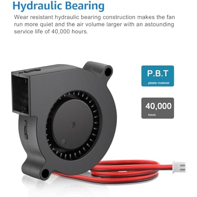 2PCS 5015 PART COOLING BLOWERS 24V 50MM X 15MM BRUSHLESS DC TURBINE TURBO FAN 2PIN HYDRAULIC BEARING FOR 3D PRINTER ENDER 3 REPLACEMENT - Image 3