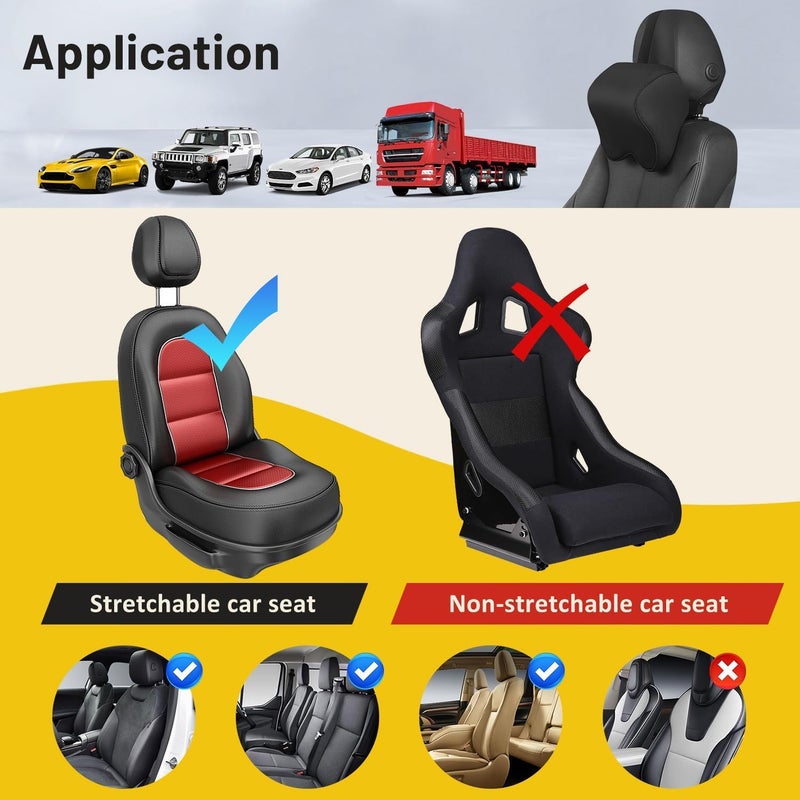 Delavala Car neck pillow for driving Car Headrest Neck Support Cushion for Neck pain relief with adjustable strap Comfortable Ergonomic Design 100 Memory FoamBreathable Leather Cover Black S 1 - Image 5