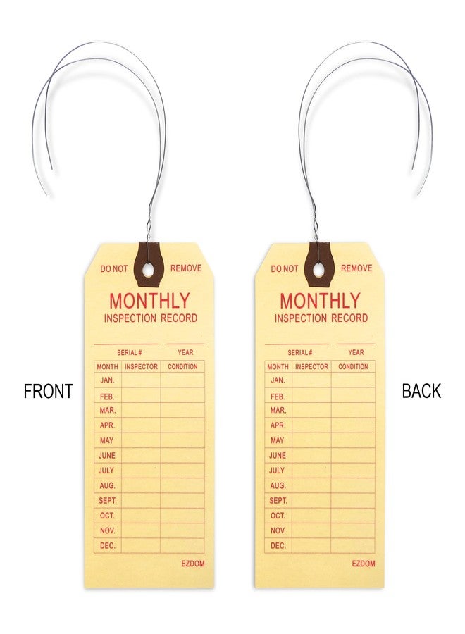 EZDOM Fire Extinguisher Monthly Inspection Tags - 4 3/4" x 2 3/8" - Box of 100 Manila Service Tags with Wire Ties Attached for Indoor Only - Image 4