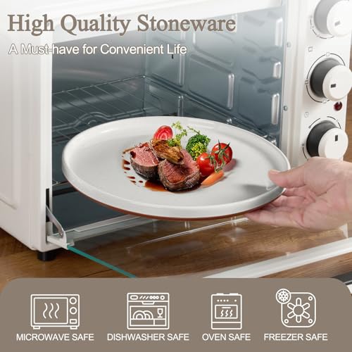 LIANYU Plates and Bowls Sets, 12 Pieces Stoneware Dinnerware Set for 4, Modern Kitchen Dinner Set Ceramic Dishware Dishes Set, Microwave and Dishwasher Safe, Cloud White - Image 4