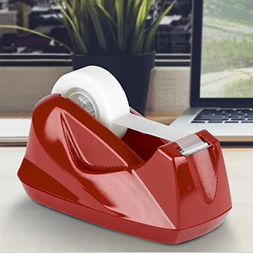 Acrimet Premium Desktop Tape Dispenser, Plastic, Non-Skid Base (Heavy Duty) (Red Color) - Image 3