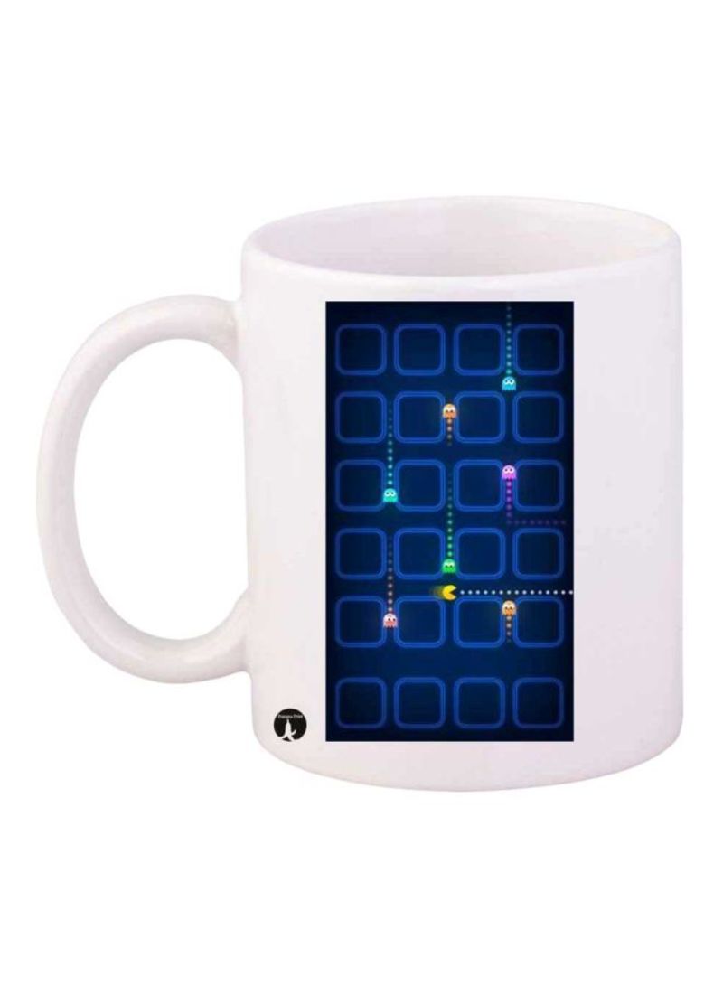 RKN Video Game Pac Man Printed Mug White/Blue Standard Size