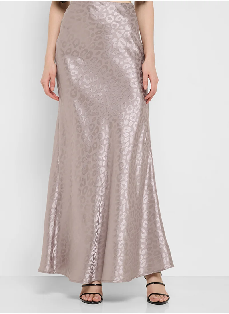 Ginger Tonal Leopard Print Satin Skirt