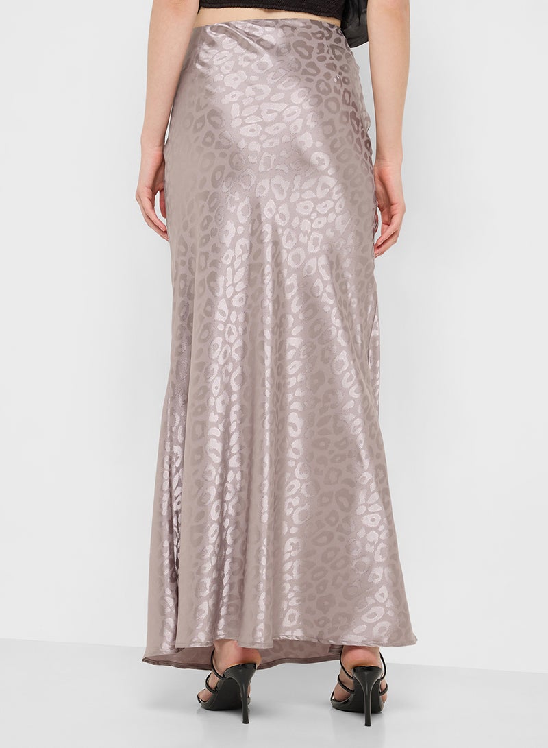 Ginger Tonal Leopard Print Satin Skirt  - Image 3