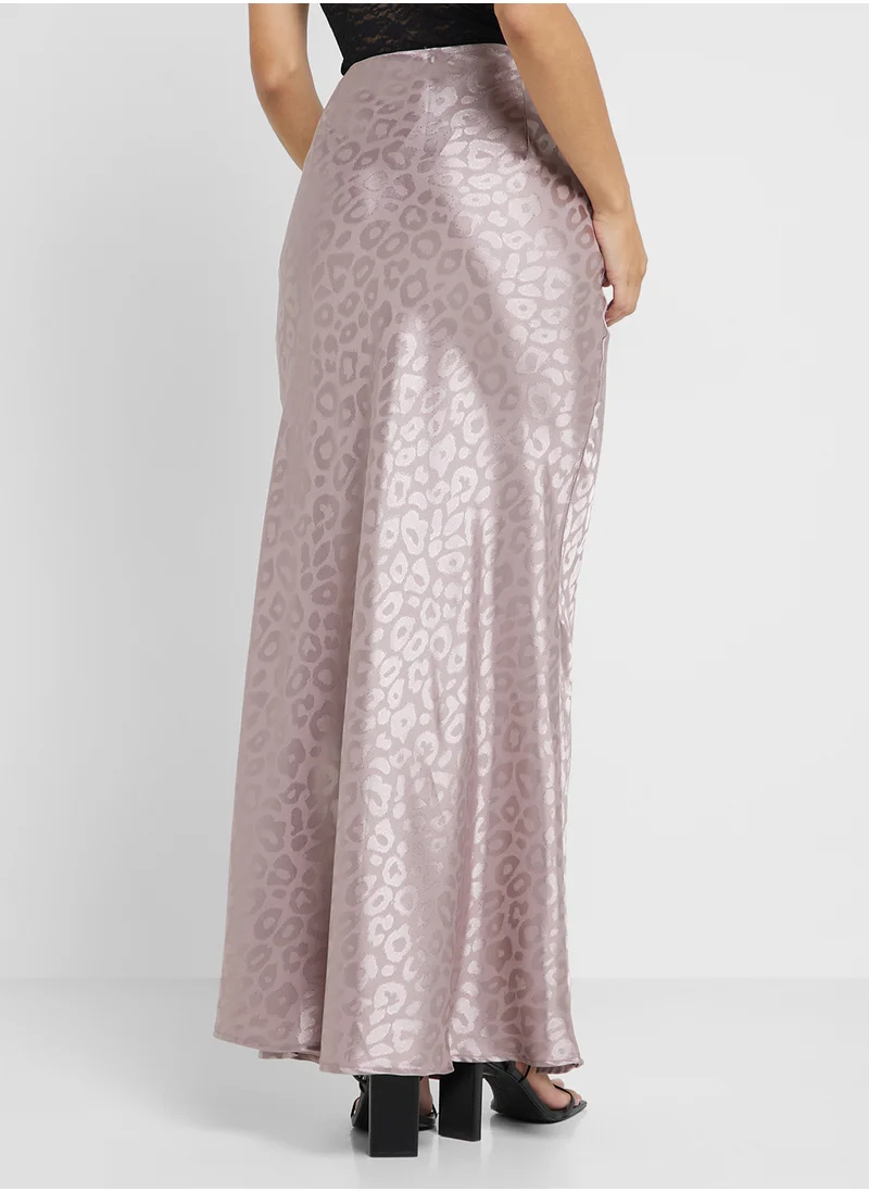 Ginger Tonal Leopard Print Satin Skirt