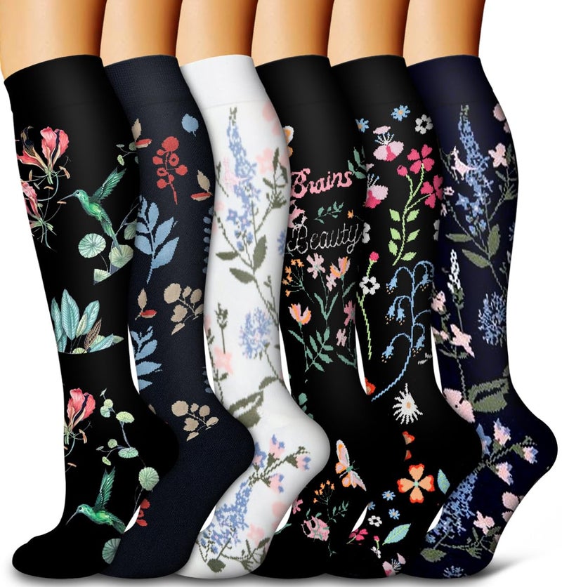 Bluemaple 6 Pack Copper Compression Socks for Women and Men Circulation-Best Support for Medical, Running,Nursing,Athletic - Image 1