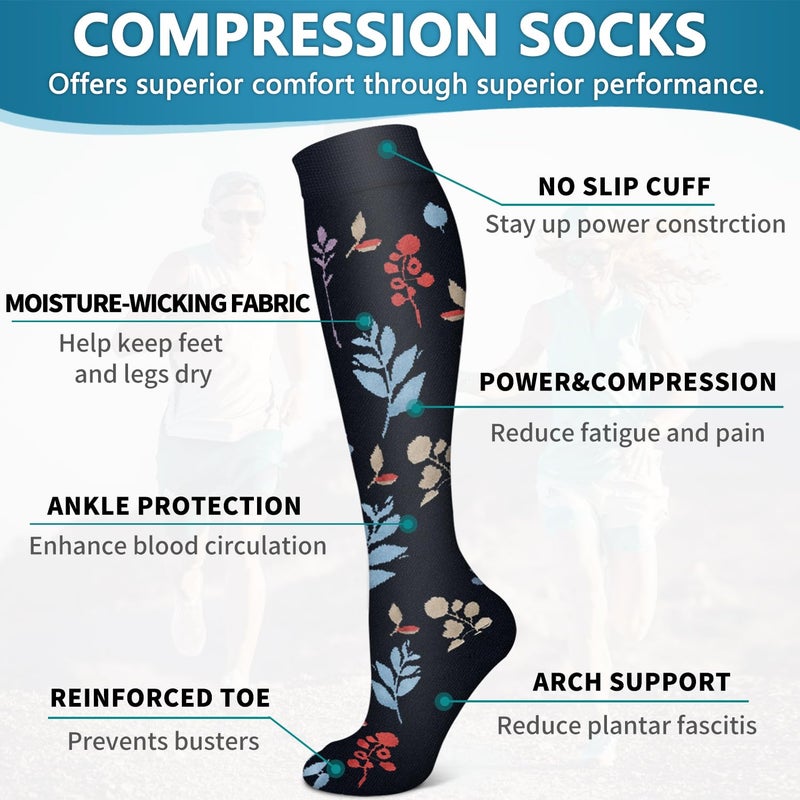 Bluemaple 6 Pack Copper Compression Socks for Women and Men Circulation-Best Support for Medical, Running,Nursing,Athletic - Image 5
