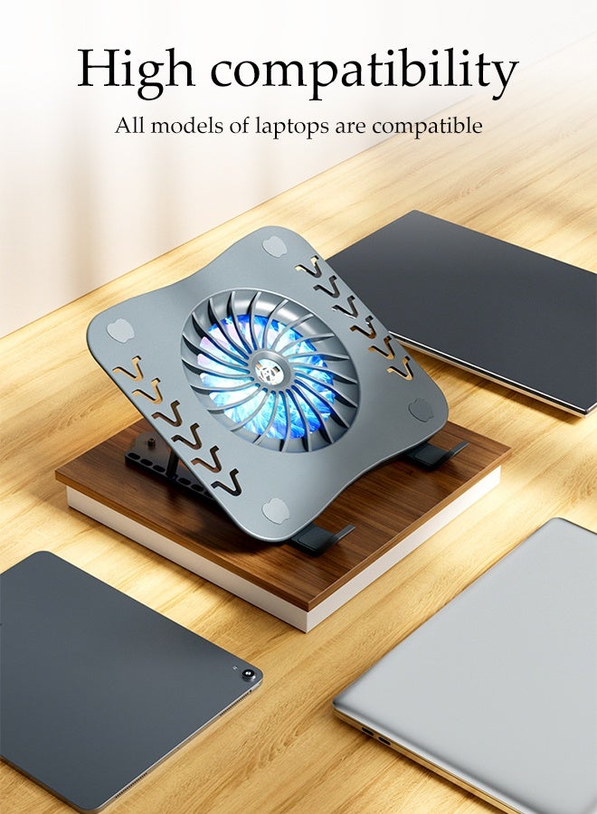 DUNISO Portable Notebook Radiator Folding Laptop Holder with Powerful Turbofan Ultra Quiet Fans Height Adjustable Laptop Cooling Pad with Non-slip Stand Ergonomic Comfort Notebook Cooler  - Image 3