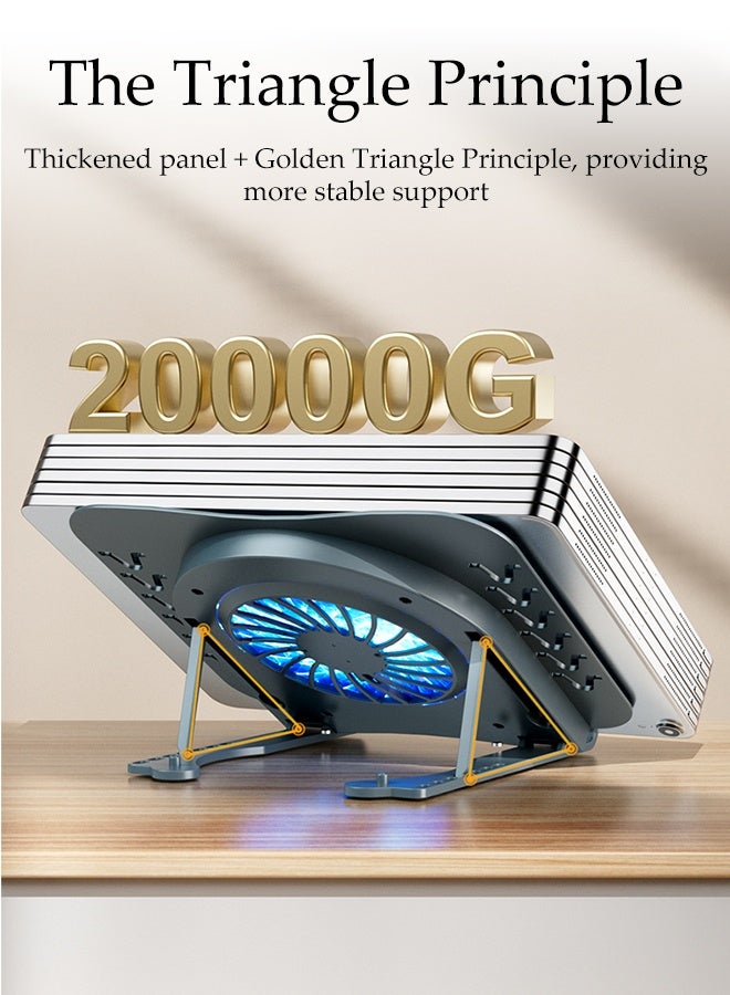 DUNISO Portable Notebook Radiator Folding Laptop Holder with Powerful Turbofan Ultra Quiet Fans Height Adjustable Laptop Cooling Pad with Non-slip Stand Ergonomic Comfort Notebook Cooler  - Image 5