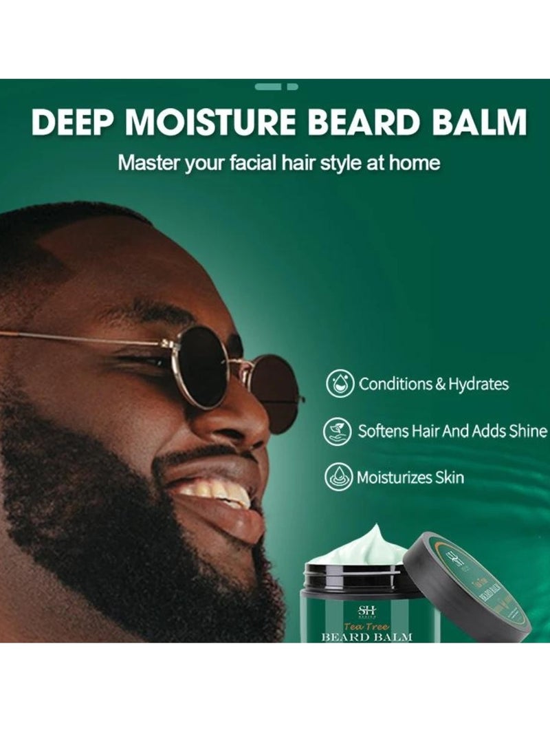 Sevich - 100gm Tea Tree Beard Balm Beard Balm with Tea Tree Oil and Shea Butter for Styles Moisturizes Hydrates Strengthens and Softens Beards and Moustaches Leave in Conditioner Wax for Men Beard Oil - Image 1