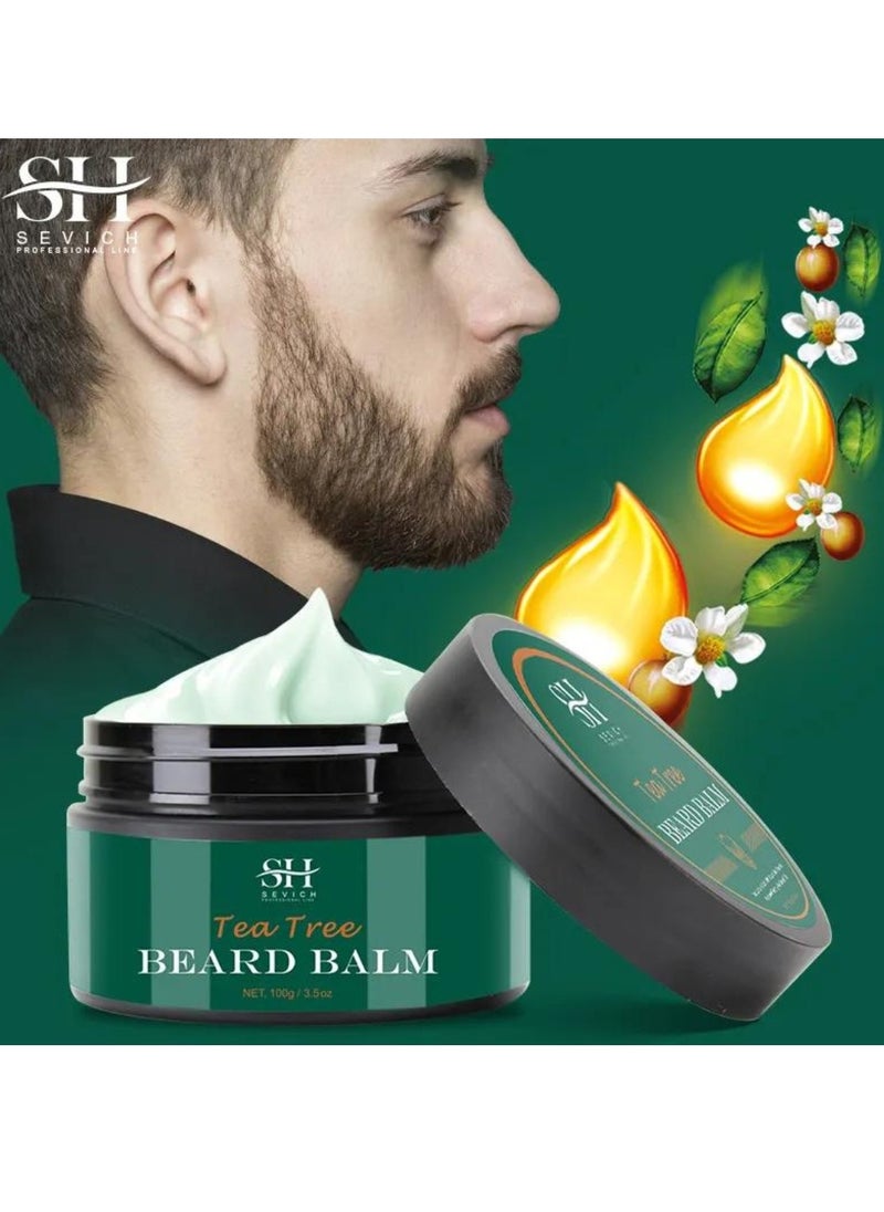 Sevich - 100gm Tea Tree Beard Balm Beard Balm with Tea Tree Oil and Shea Butter for Styles Moisturizes Hydrates Strengthens and Softens Beards and Moustaches Leave in Conditioner Wax for Men Beard Oil - Image 1