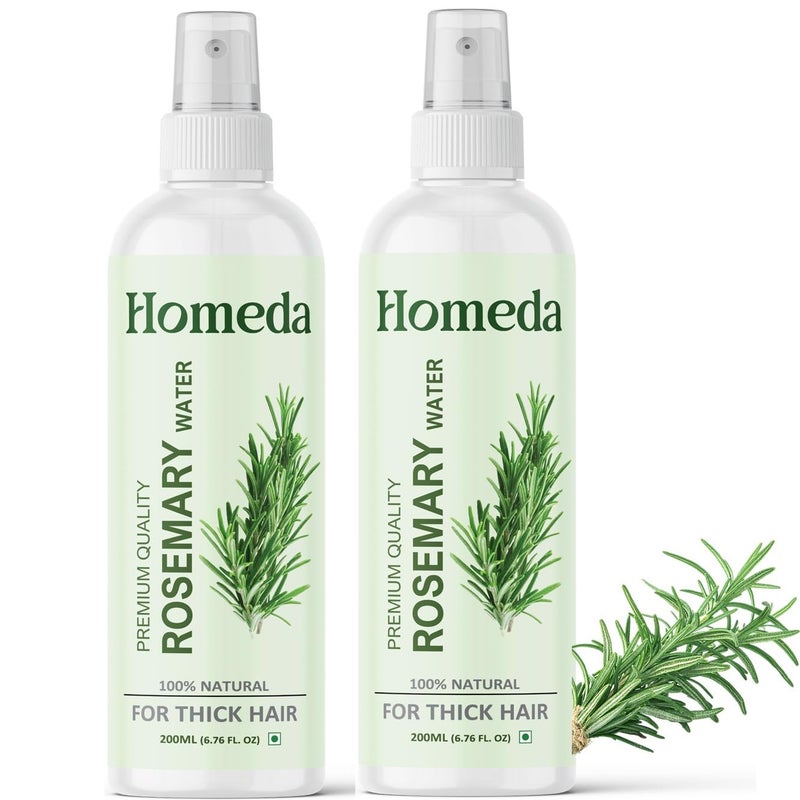 Homeda Rosemary Hair Spray Rosemary Water for Hair Growth 400 ml Rose Mary Water Spray Roj Meri Hydrosol Rose Merry Mist with Spray Bottle Roseberry Reviver 100 Pure Natural 200ml x 2 - Image 1