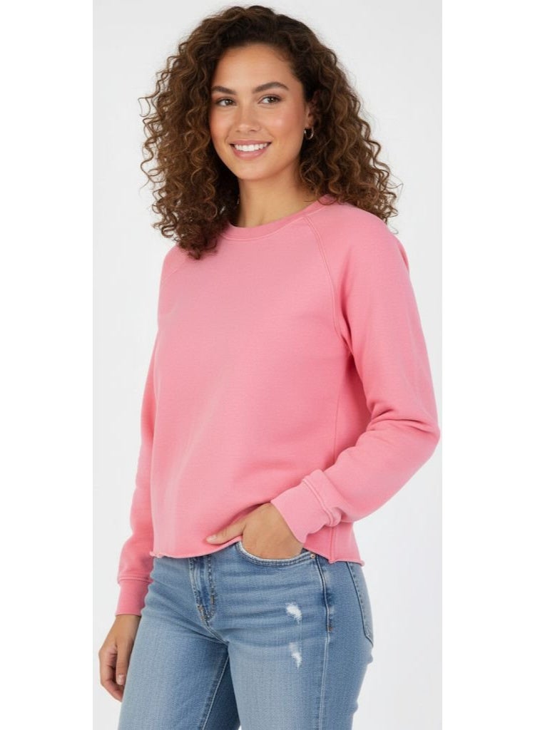 U.S Apparel Women’s Pink Casual Long Sleeve Crew Neck Top – Classic Everyday Pullover Sweatshirt - Image 1